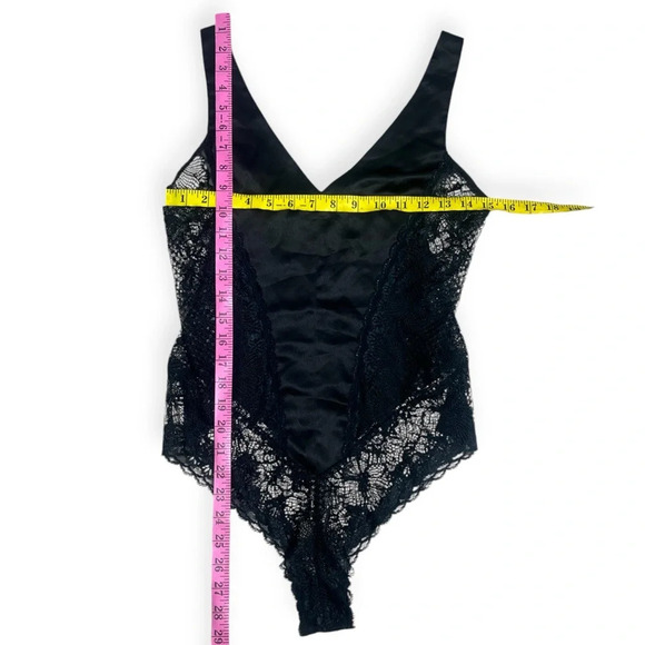 Rya Collection luxury black satin and lace bodysuit - Picture 3 of 7